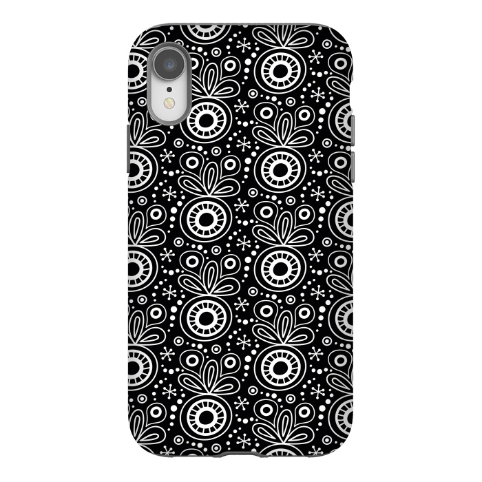 iPhone Xr StrongFit Abstract Doodle Pattern Black by Majoih