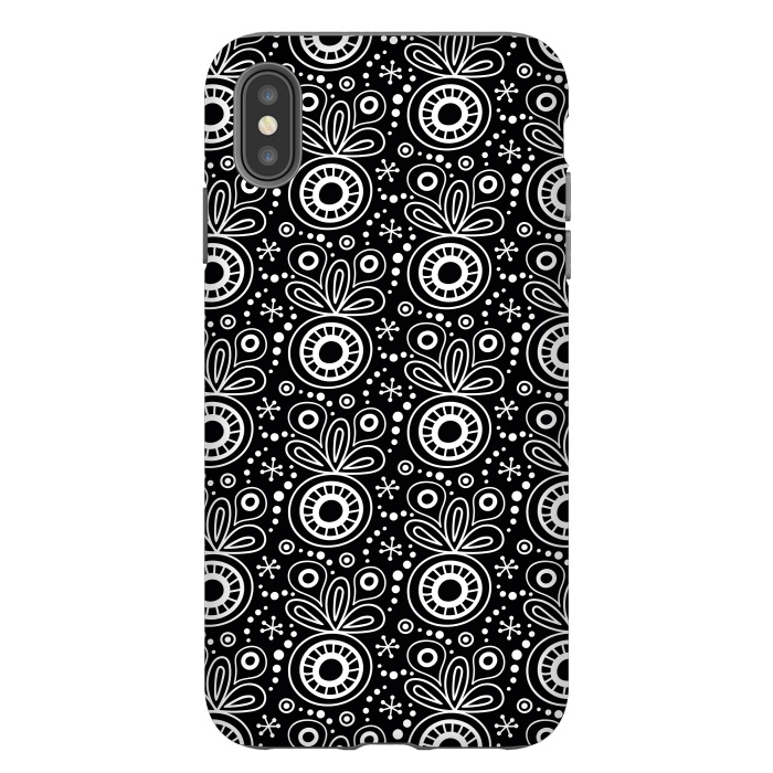 iPhone Xs Max StrongFit Abstract Doodle Pattern Black by Majoih