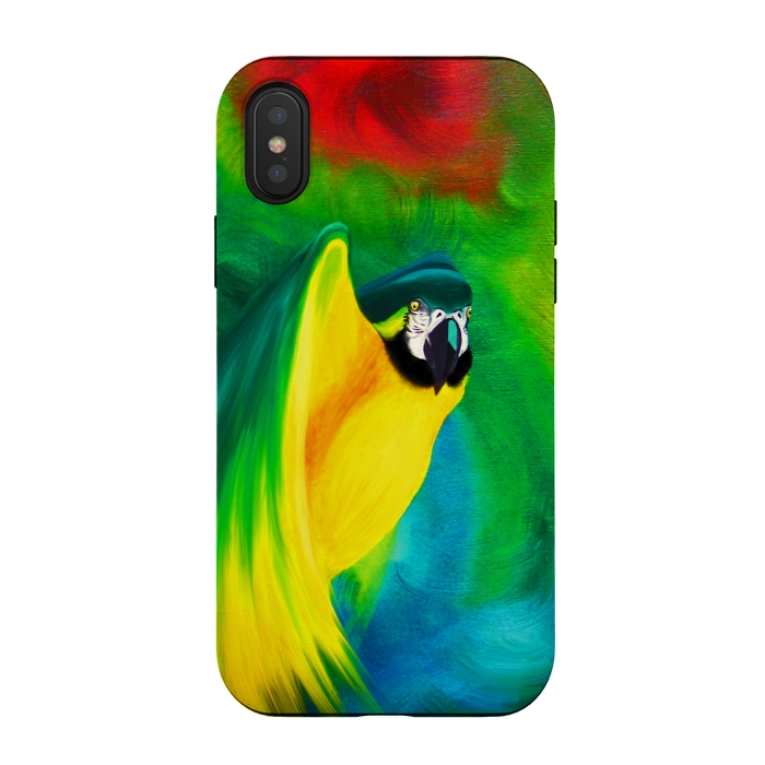 iPhone Xs / X StrongFit Macaw Parrot Ara Oil on Canvas Painting  by BluedarkArt