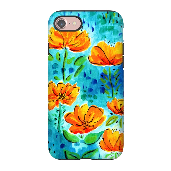 iPhone 7 StrongFit Abstract Orange Poppies by Tigatiga