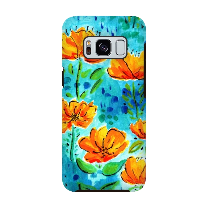 Galaxy S8 StrongFit Abstract Orange Poppies by Tigatiga