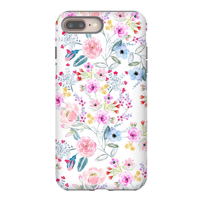 iPhone 7 plus StrongFit Vintage floral Watercolor hand paint design by InovArts