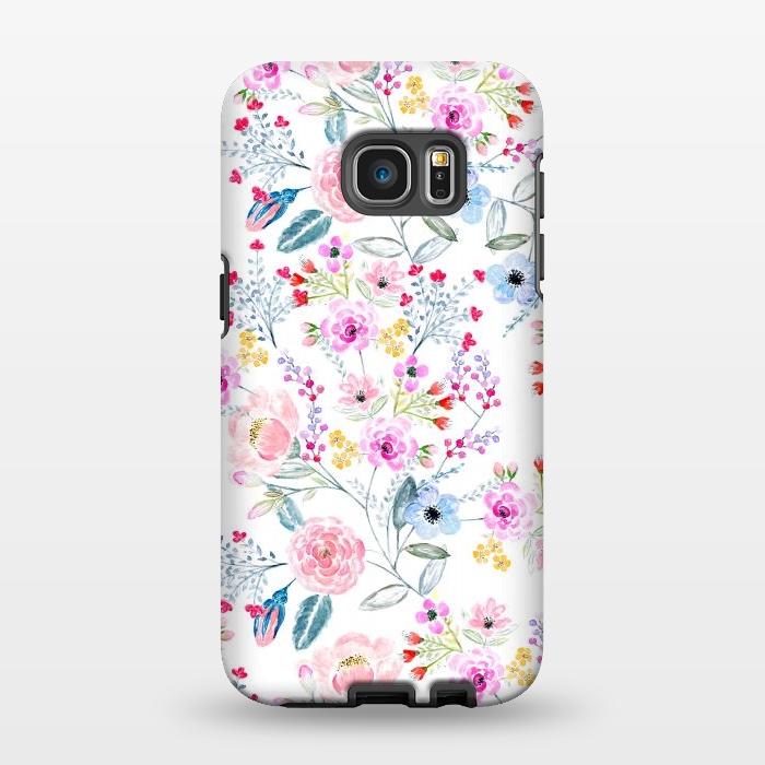 Galaxy S7 EDGE StrongFit Vintage floral Watercolor hand paint design by InovArts