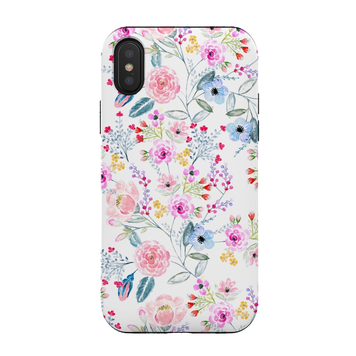 iPhone Xs / X StrongFit Vintage floral Watercolor hand paint design by InovArts