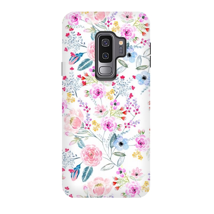 Galaxy S9 plus StrongFit Vintage floral Watercolor hand paint design by InovArts