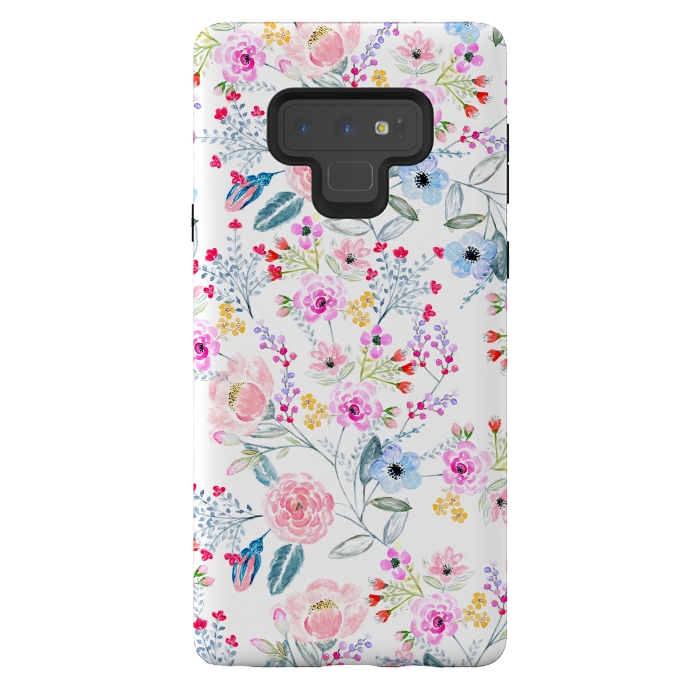 Galaxy Note 9 StrongFit Vintage floral Watercolor hand paint design by InovArts