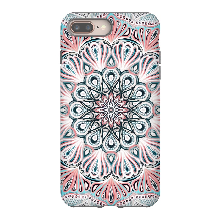 iPhone 7 plus StrongFit Expansion - boho mandala in soft salmon pink & blue by Micklyn Le Feuvre