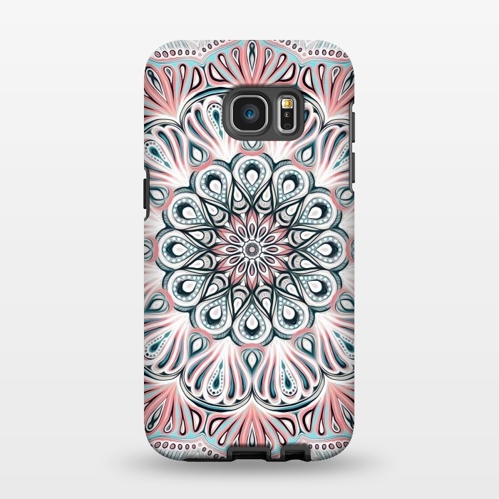 Galaxy S7 EDGE StrongFit Expansion - boho mandala in soft salmon pink & blue by Micklyn Le Feuvre
