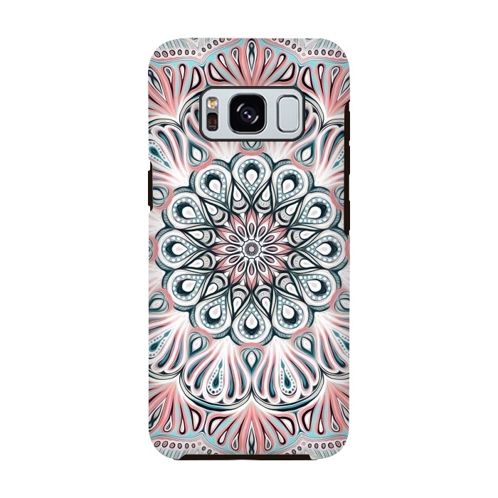 Galaxy S8 StrongFit Expansion - boho mandala in soft salmon pink & blue by Micklyn Le Feuvre