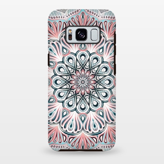 Galaxy S8 plus StrongFit Expansion - boho mandala in soft salmon pink & blue by Micklyn Le Feuvre