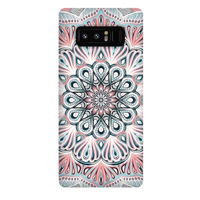 Galaxy Note 8 StrongFit Expansion - boho mandala in soft salmon pink & blue by Micklyn Le Feuvre