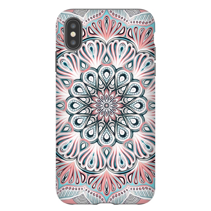 iPhone Xs Max StrongFit Expansion - boho mandala in soft salmon pink & blue by Micklyn Le Feuvre