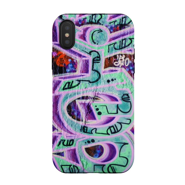 iPhone Xs / X StrongFit Graffiti Art Pink And Green by Andrea Haase