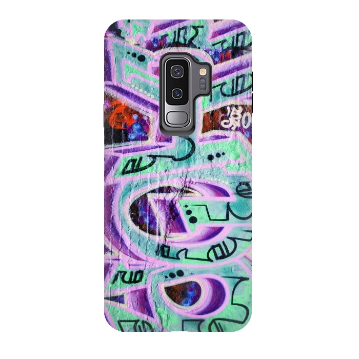 Galaxy S9 plus StrongFit Graffiti Art Pink And Green by Andrea Haase
