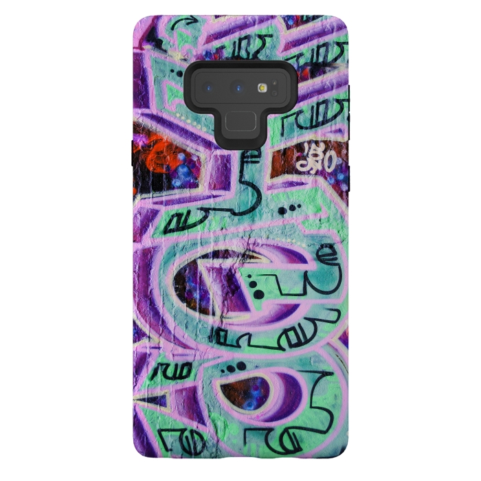 Galaxy Note 9 StrongFit Graffiti Art Pink And Green by Andrea Haase