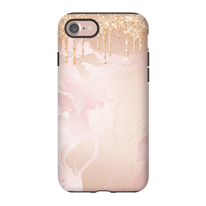 iPhone 7 StrongFit Gold Glitter Rain on Blush Marble by  Utart