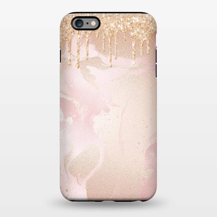 iPhone 6/6s plus StrongFit Gold Glitter Rain on Blush Marble by  Utart
