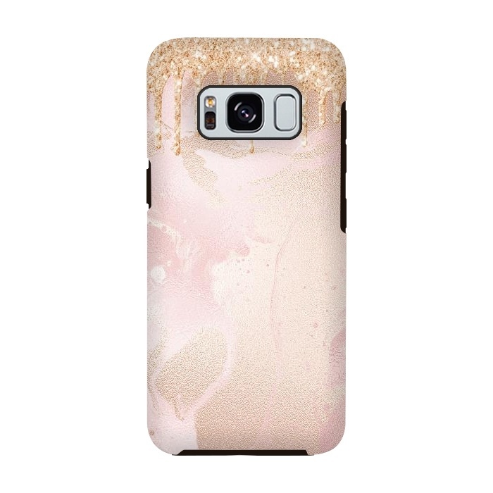 Galaxy S8 StrongFit Gold Glitter Rain on Blush Marble by  Utart