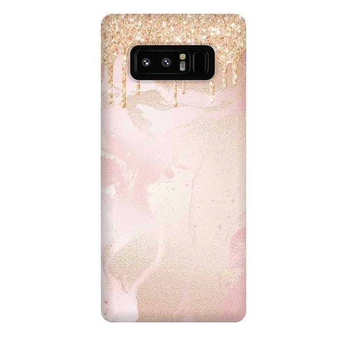 Galaxy Note 8 StrongFit Gold Glitter Rain on Blush Marble by  Utart