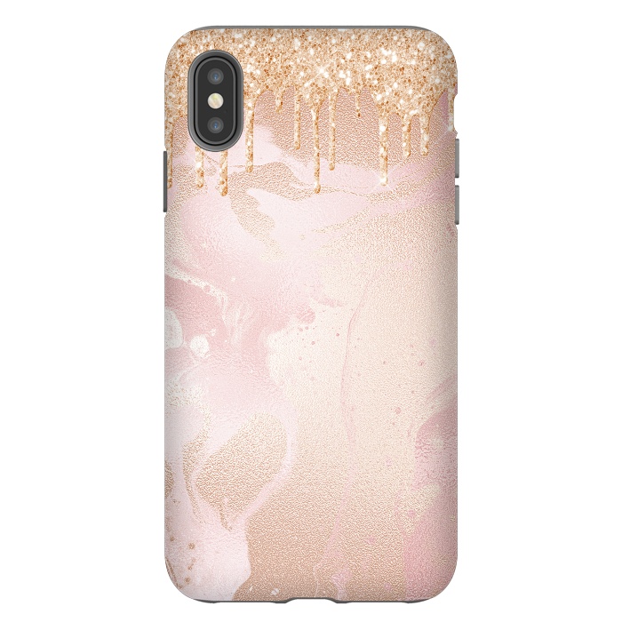 iPhone Xs Max StrongFit Gold Glitter Rain on Blush Marble by  Utart