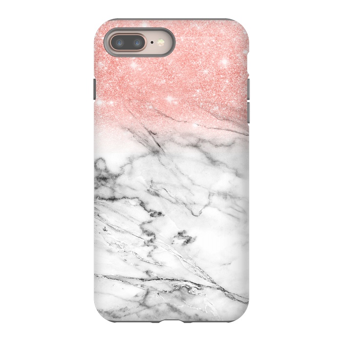 iPhone 7 plus StrongFit Rose Gold Glitter on Marble by  Utart