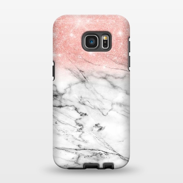 Galaxy S7 EDGE StrongFit Rose Gold Glitter on Marble by  Utart
