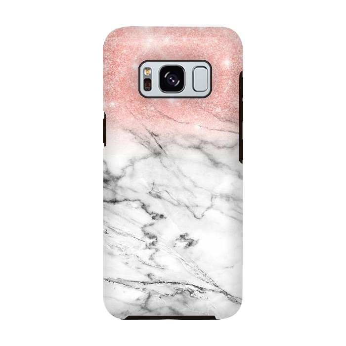 Galaxy S8 StrongFit Rose Gold Glitter on Marble by  Utart