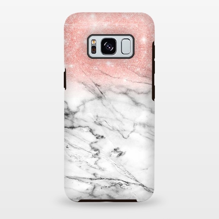 Galaxy S8 plus StrongFit Rose Gold Glitter on Marble by  Utart