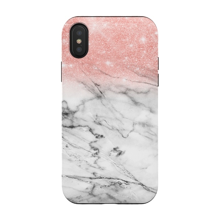 iPhone Xs / X StrongFit Rose Gold Glitter on Marble by  Utart