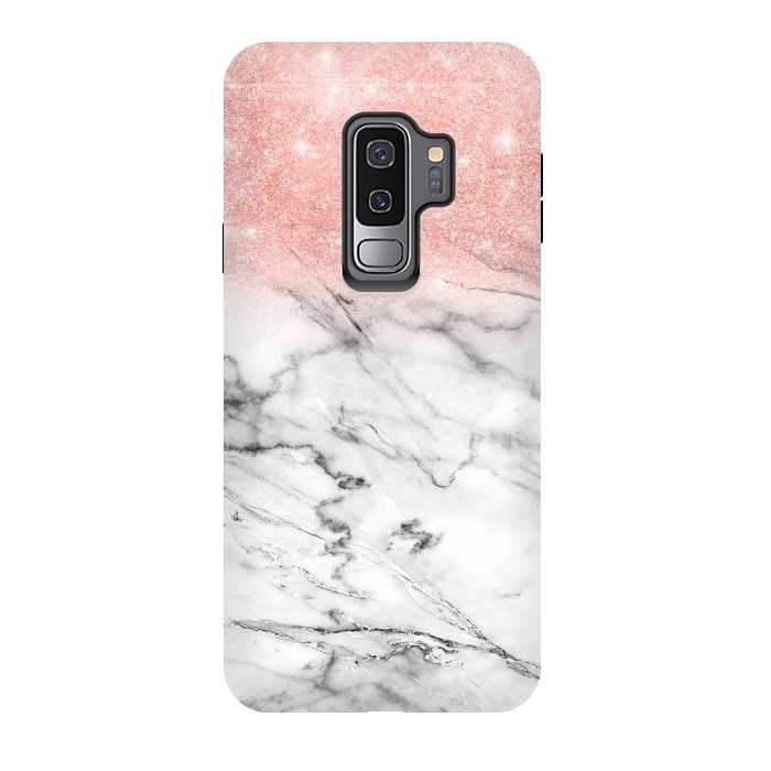 Galaxy S9 plus StrongFit Rose Gold Glitter on Marble by  Utart