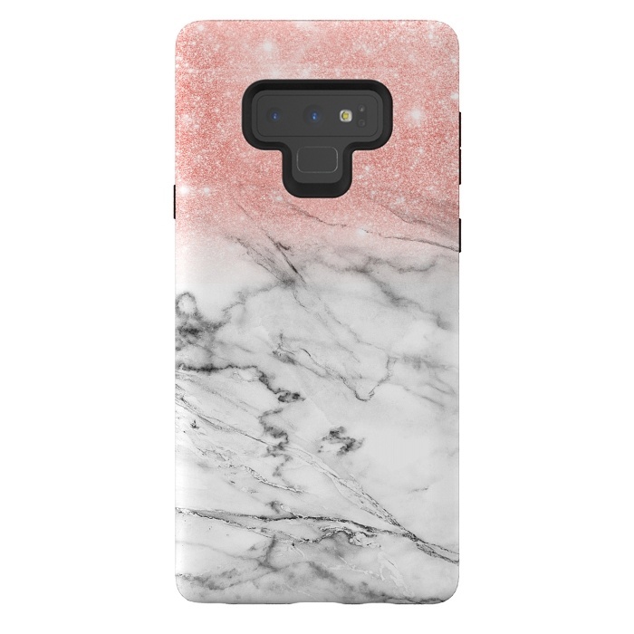 Galaxy Note 9 StrongFit Rose Gold Glitter on Marble by  Utart