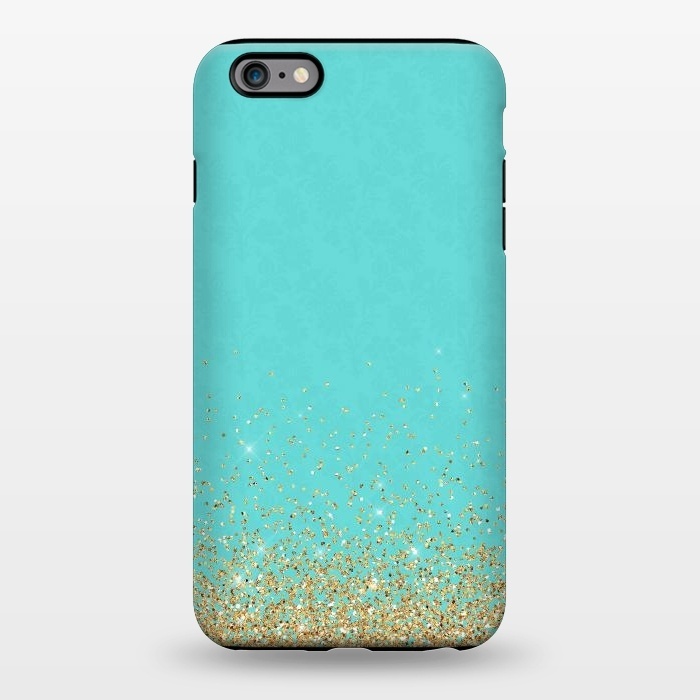 iPhone 6/6s plus StrongFit Gold Glitter on Teal Damask by  Utart