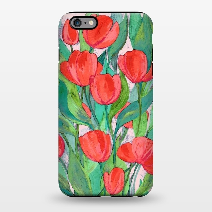 iPhone 6/6s plus StrongFit Blooming Red Tulips in Gouache  by Micklyn Le Feuvre