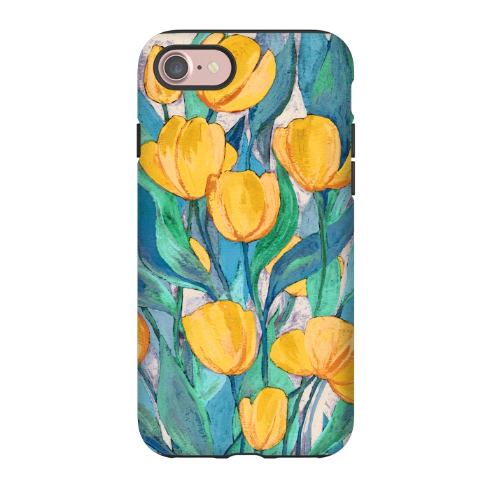 iPhone 7 StrongFit Blooming Golden Tulips in Gouache  by Micklyn Le Feuvre