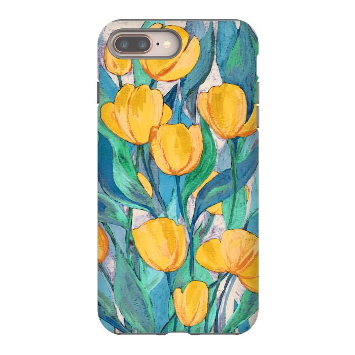 iPhone 7 plus StrongFit Blooming Golden Tulips in Gouache  by Micklyn Le Feuvre