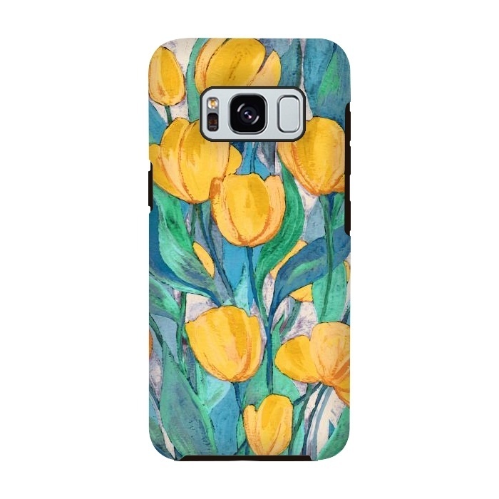 Galaxy S8 StrongFit Blooming Golden Tulips in Gouache  by Micklyn Le Feuvre
