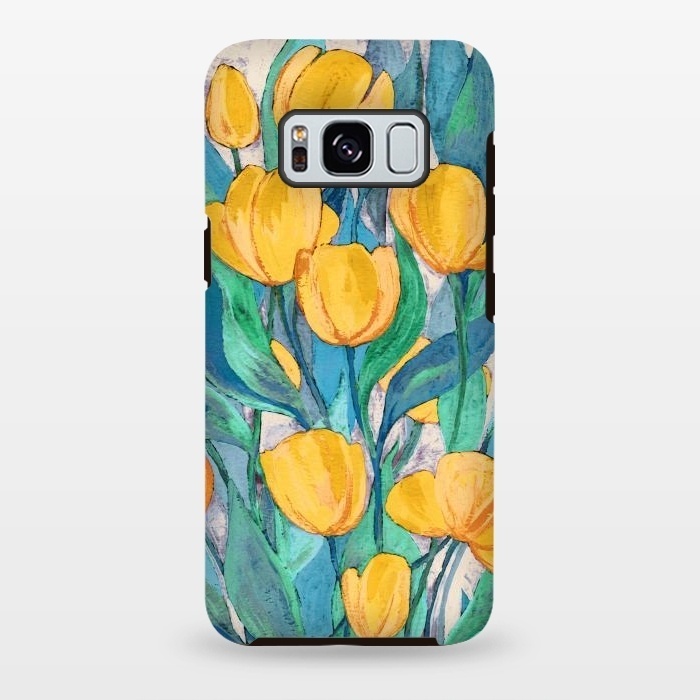 Galaxy S8 plus StrongFit Blooming Golden Tulips in Gouache  by Micklyn Le Feuvre