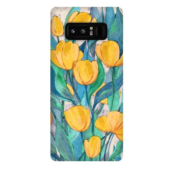 Galaxy Note 8 StrongFit Blooming Golden Tulips in Gouache  by Micklyn Le Feuvre