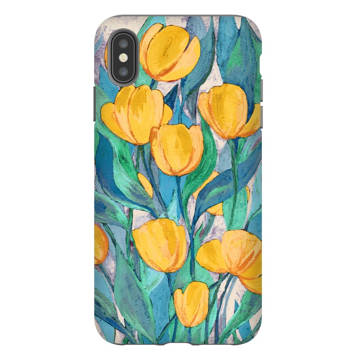 iPhone Xs Max StrongFit Blooming Golden Tulips in Gouache  by Micklyn Le Feuvre