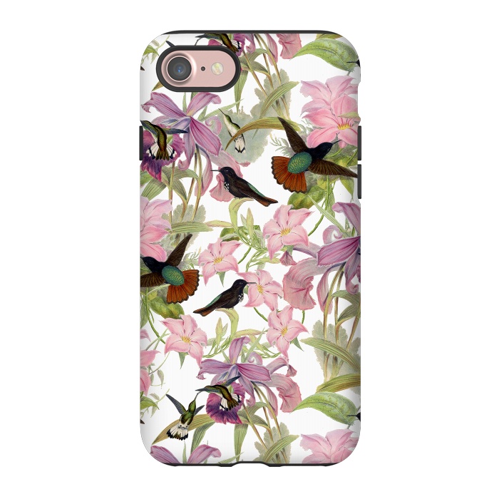 iPhone 7 StrongFit Hummingbirds and Tropical Flowers by  Utart