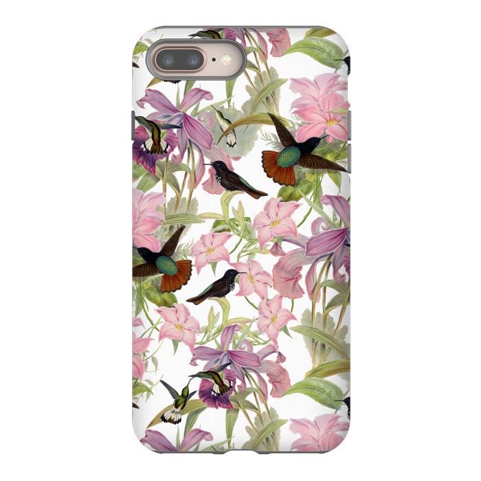 iPhone 7 plus StrongFit Hummingbirds and Tropical Flowers by  Utart