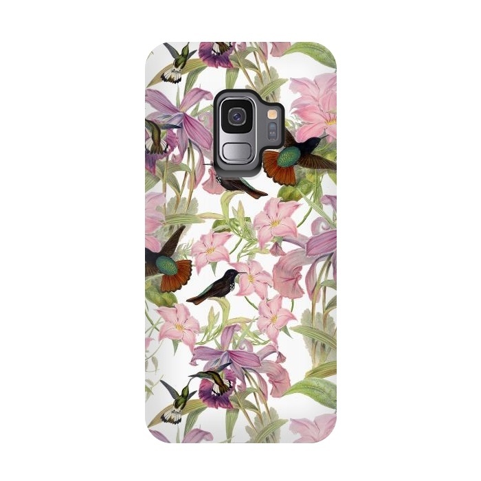 Galaxy S9 StrongFit Hummingbirds and Tropical Flowers by  Utart