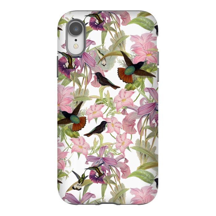iPhone Xr StrongFit Hummingbirds and Tropical Flowers by  Utart