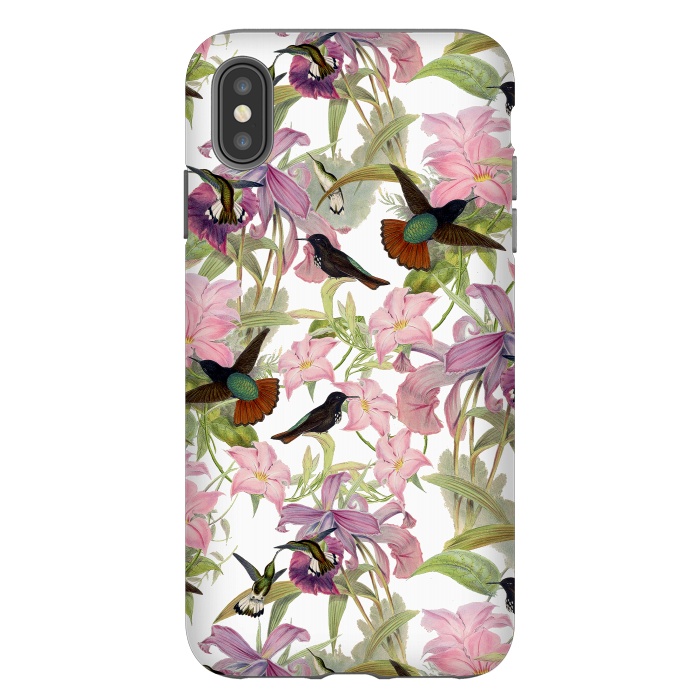 iPhone Xs Max StrongFit Hummingbirds and Tropical Flowers by  Utart