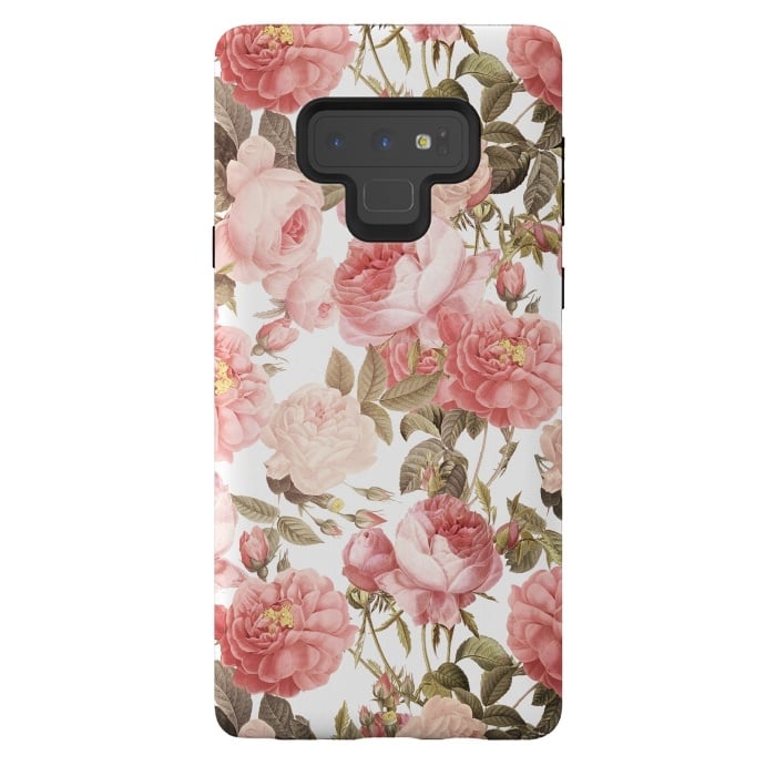 Galaxy Note 9 StrongFit Peach Victorian Roses by  Utart