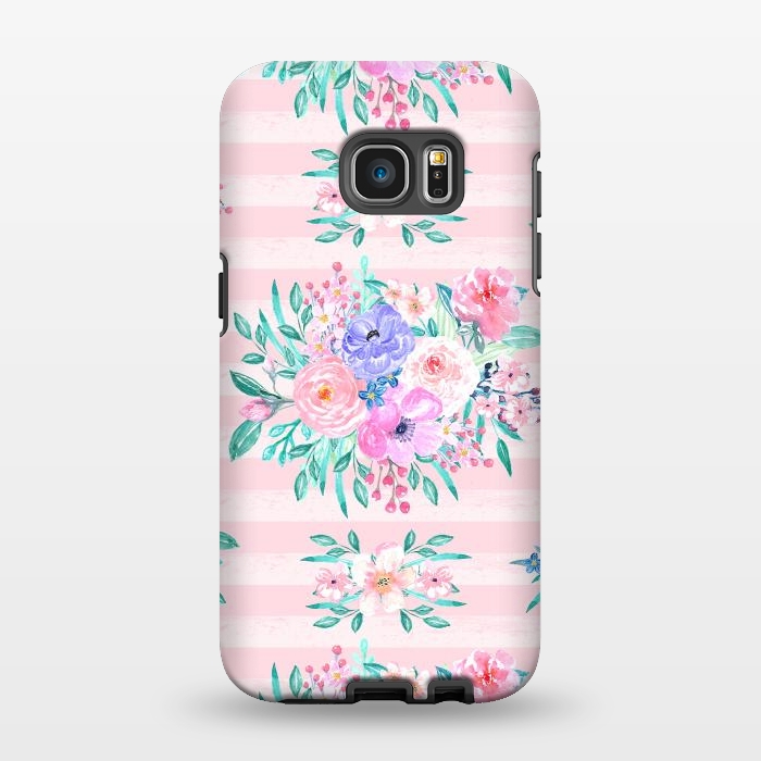 Galaxy S7 EDGE StrongFit Beautiful watercolor garden floral paint by InovArts