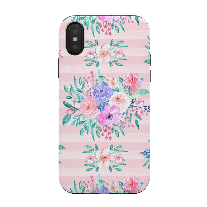 iPhone Xs / X StrongFit Beautiful watercolor garden floral paint by InovArts