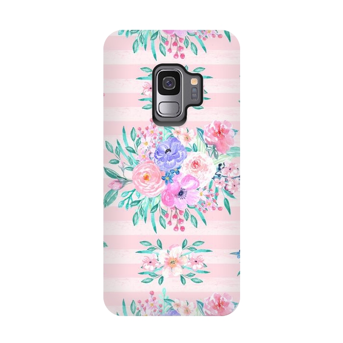 Galaxy S9 StrongFit Beautiful watercolor garden floral paint by InovArts