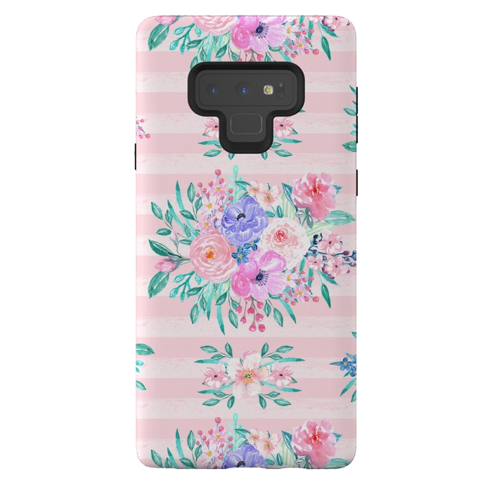 Galaxy Note 9 StrongFit Beautiful watercolor garden floral paint by InovArts