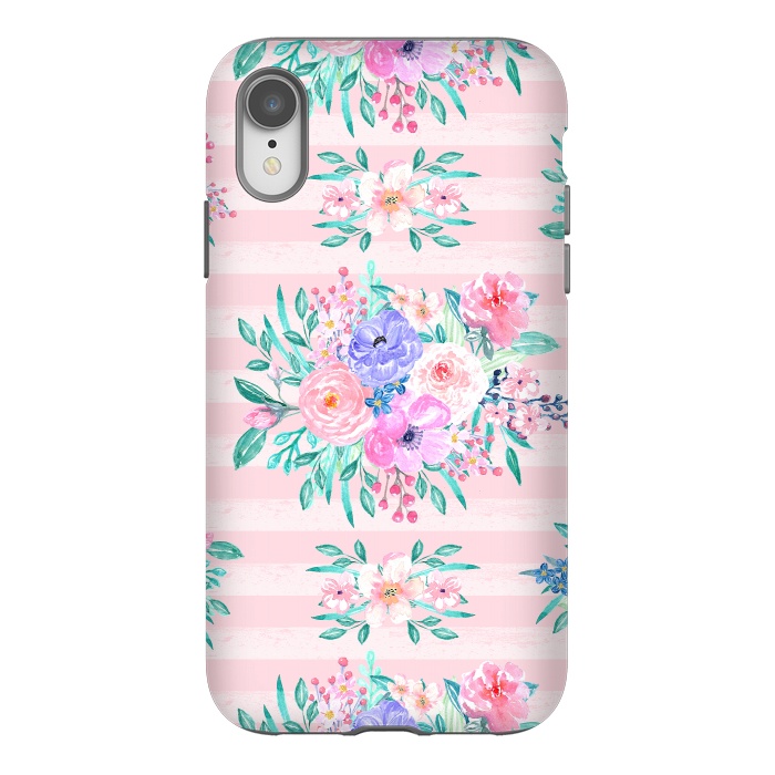 iPhone Xr StrongFit Beautiful watercolor garden floral paint by InovArts